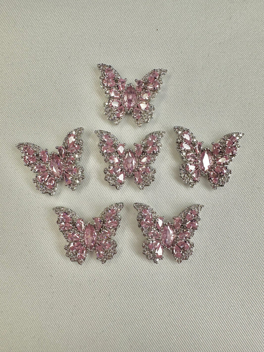 Silver Pink Elegant Butterfly 1pc