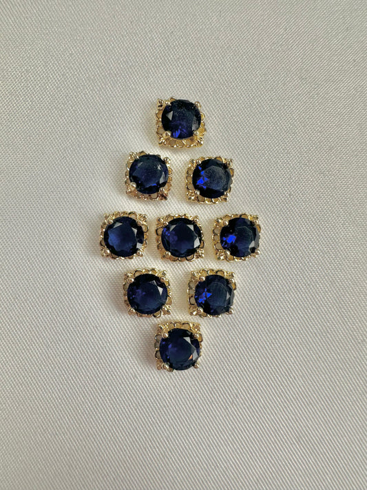 Gold w/ Blue Gem 5pcs