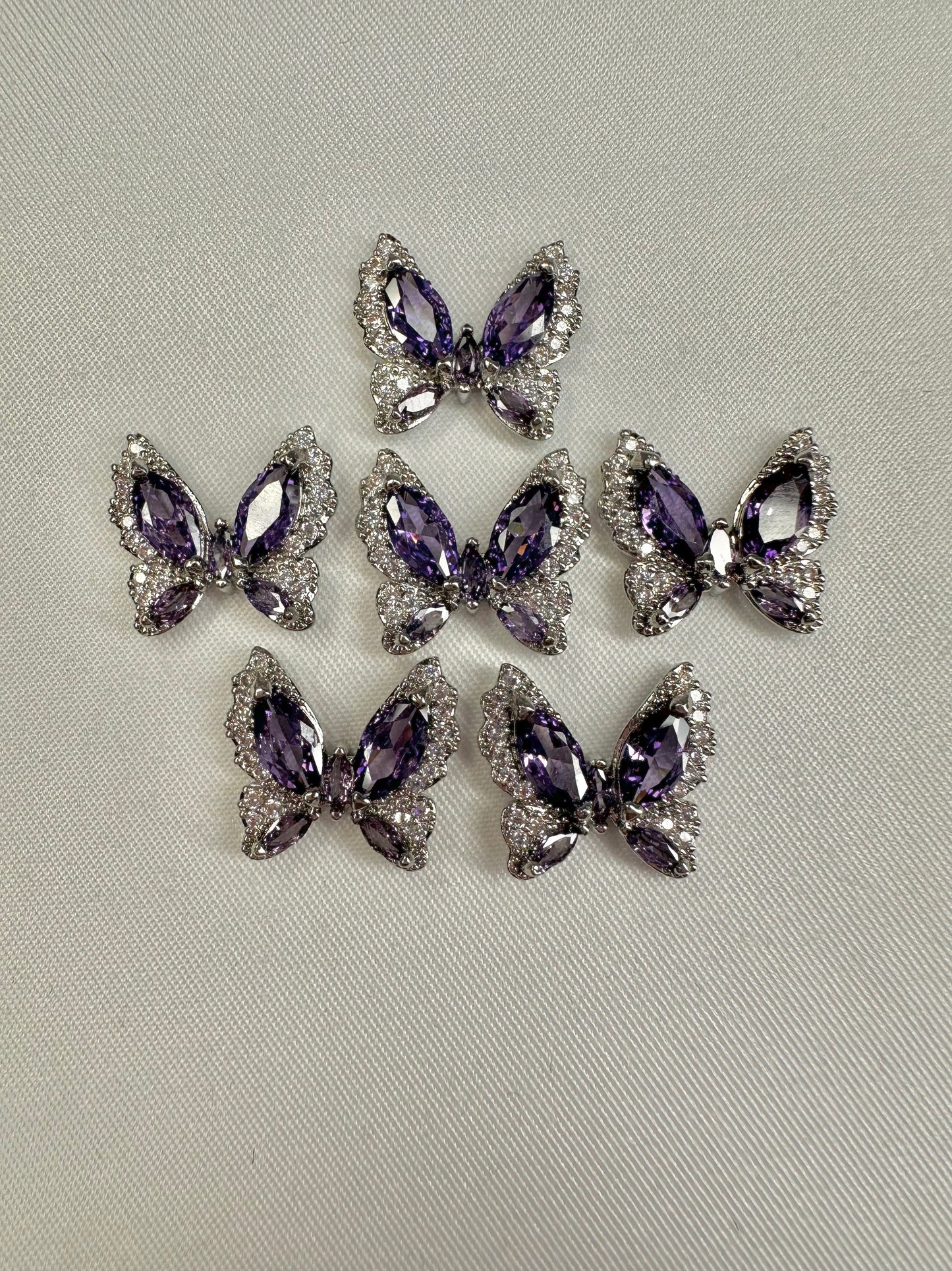 Silver Purple Butterfly 2pcs