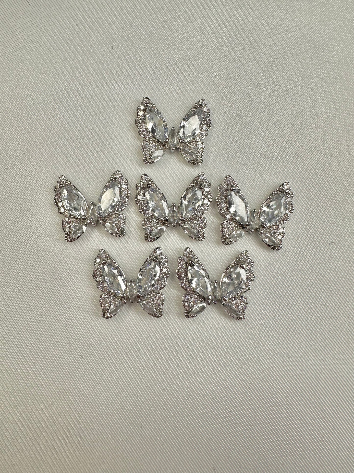 Silver White Butterfly 2pcs