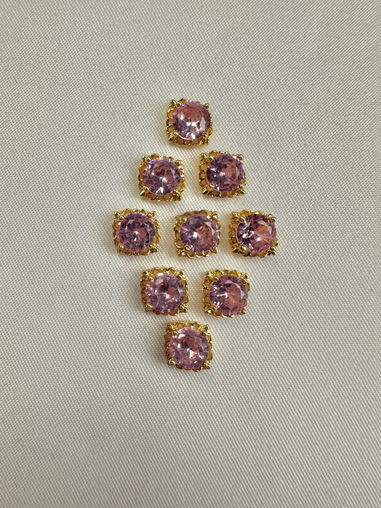 Gold w/ Pink Gem 5pcs